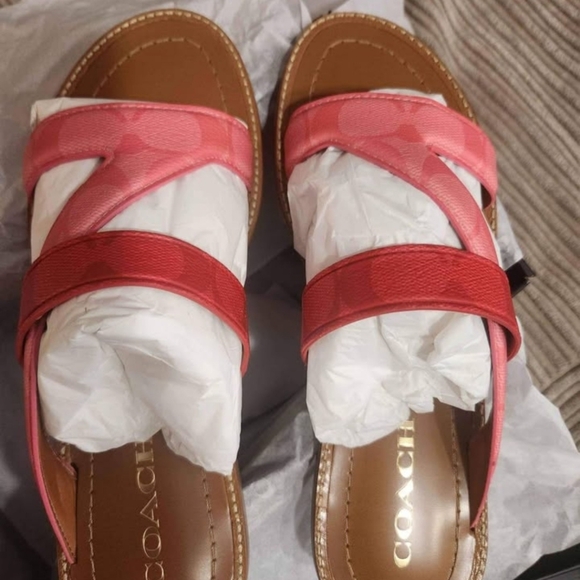 Coach Women's Vibrant Pink Sandals - Picture 1 of 3